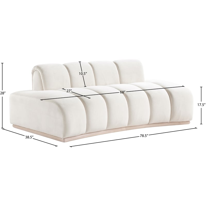 Meridian Furniture Jace Cream Velvet Loveseat