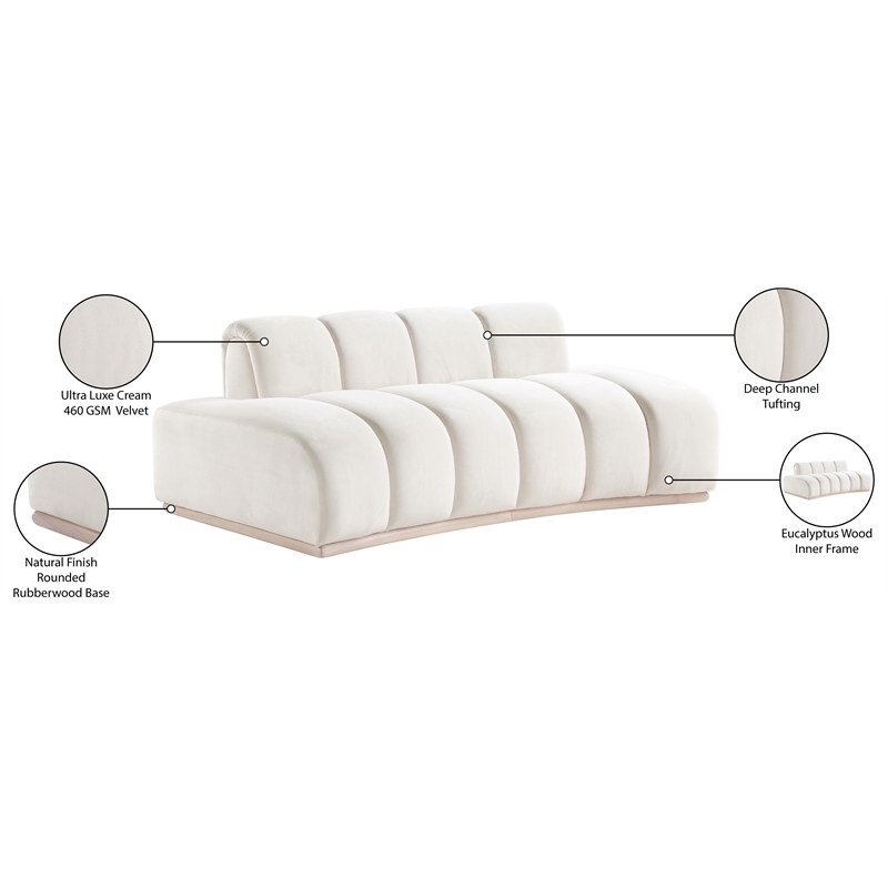 Meridian Furniture Jace Cream Velvet Loveseat