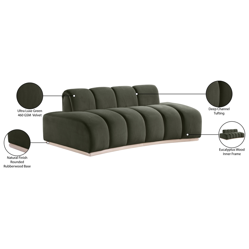 Meridian Furniture Jace Green Velvet Loveseat
