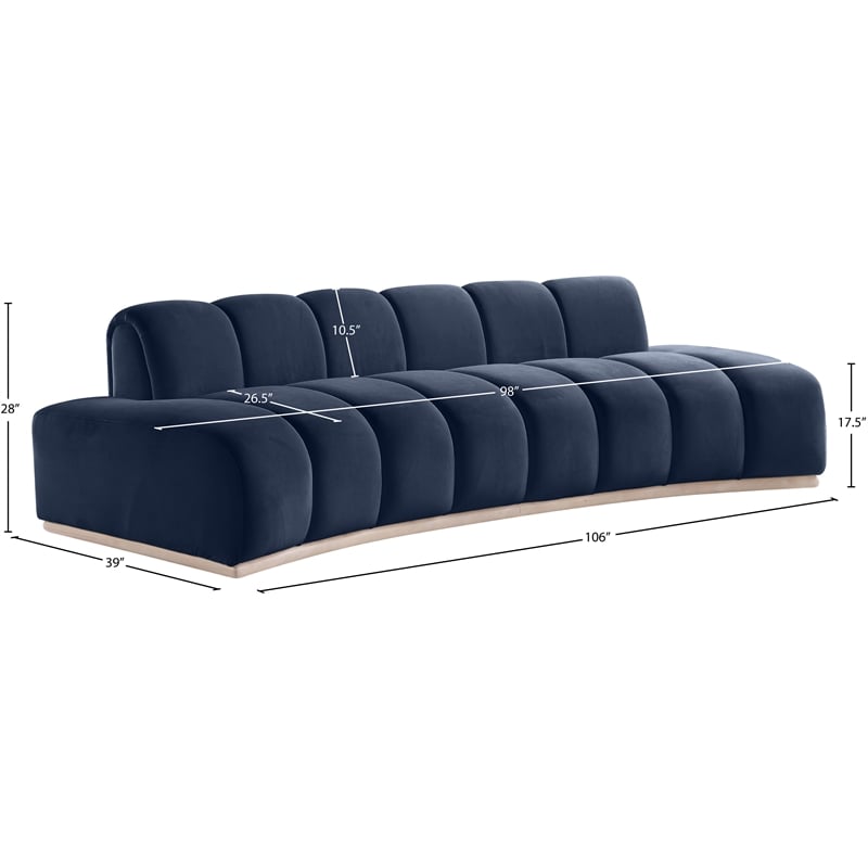 Meridian Furniture Jace Navy Velvet Sofa