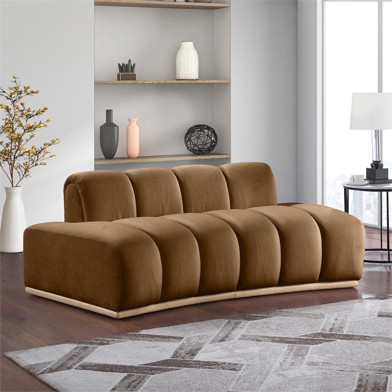 Meridian Furniture Jace Saddle Velvet Loveseat