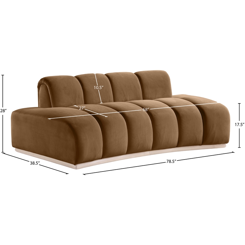 Meridian Furniture Jace Saddle Velvet Loveseat
