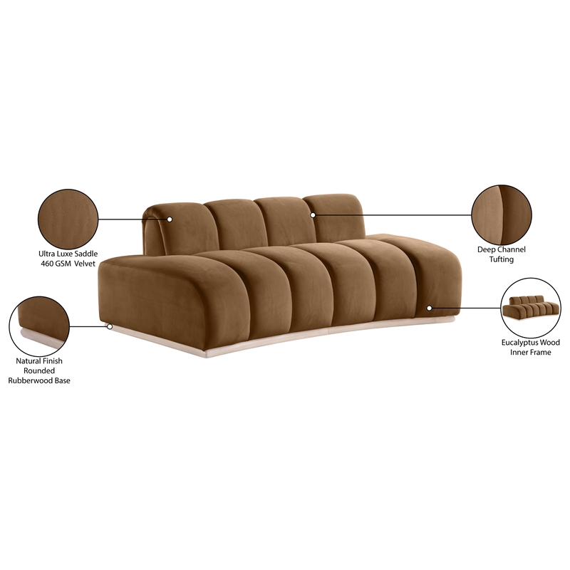 Meridian Furniture Jace Saddle Velvet Loveseat