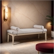Meridian Furniture Priscilla Beige Linen Textured Fabric Bench