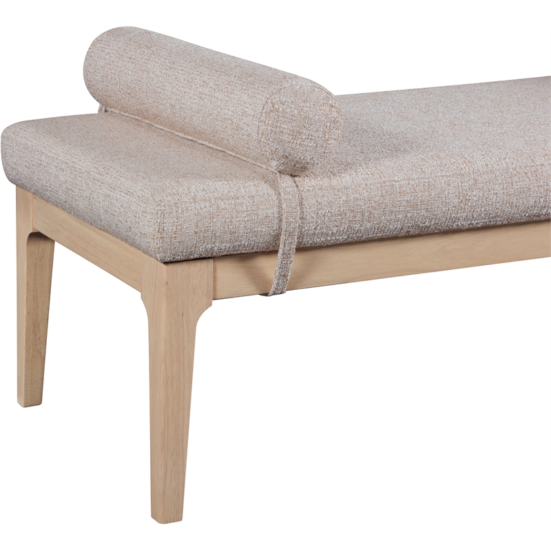 Meridian Furniture Priscilla Beige Linen Textured Fabric Bench