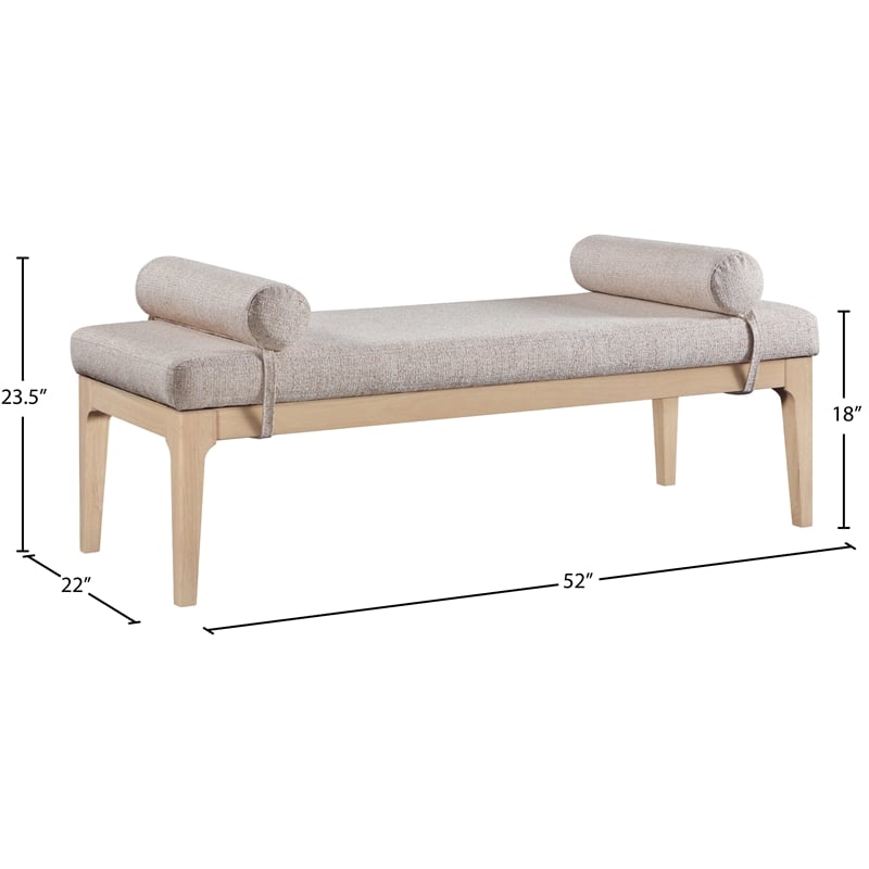 Meridian Furniture Priscilla Beige Linen Textured Fabric Bench