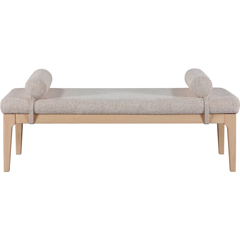 Meridian Furniture Priscilla Beige Linen Textured Fabric Bench