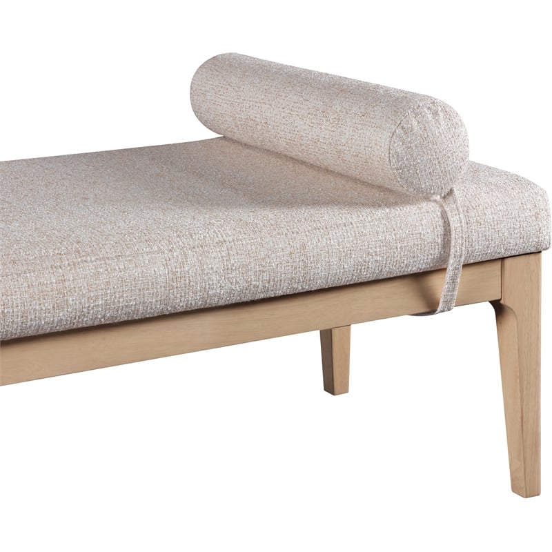 Meridian Furniture Priscilla Beige Linen Textured Fabric Bench