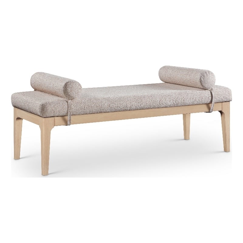 Meridian Furniture Priscilla Beige Linen Textured Fabric Bench