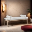 Meridian Furniture Priscilla Cream Linen Textured Fabric Bench