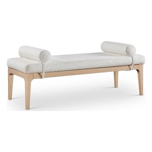 Meridian Furniture Priscilla Cream Linen Textured Fabric Bench