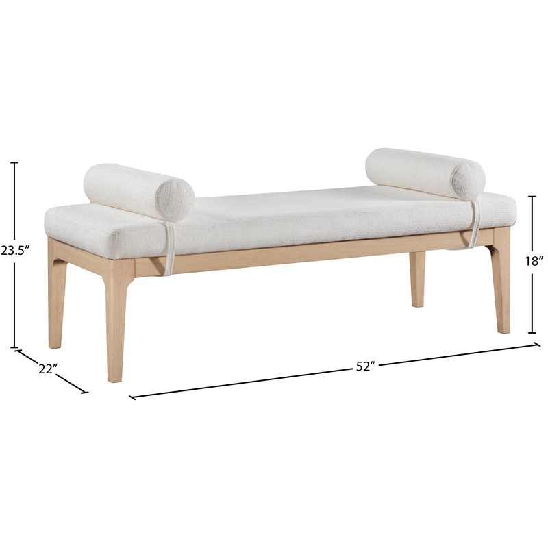 Meridian Furniture Priscilla Cream Linen Textured Fabric Bench