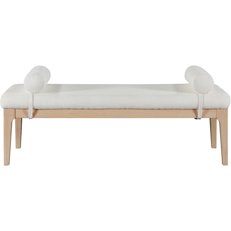 Meridian Furniture Priscilla Cream Linen Textured Fabric Bench