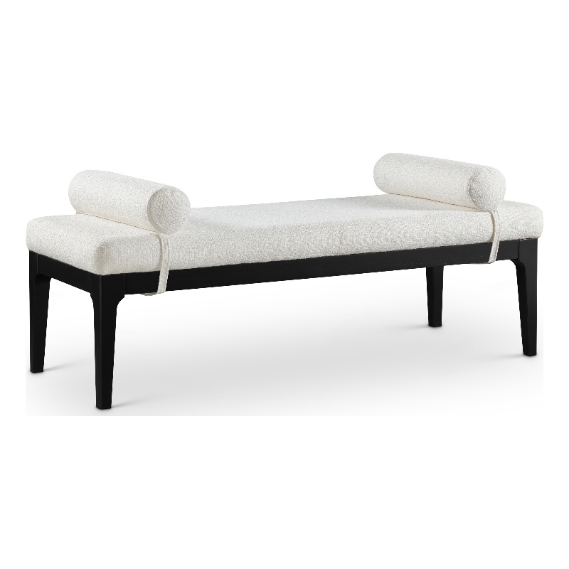 Meridian Furniture Priscilla Cream Linen Textured Fabric Bench