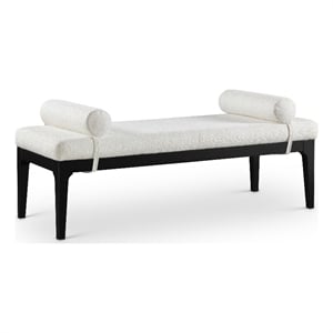 Meridian Furniture Priscilla Cream Linen Textured Fabric Bench