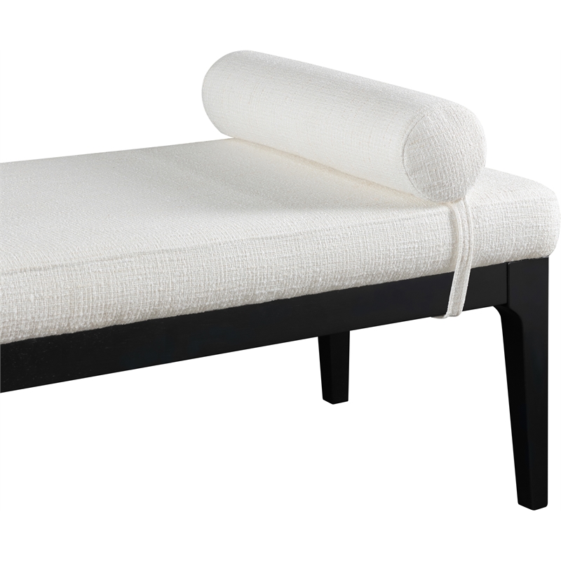 Meridian Furniture Priscilla Cream Linen Textured Fabric Bench