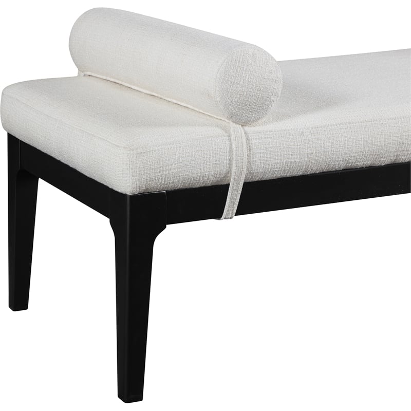 Meridian Furniture Priscilla Cream Linen Textured Fabric Bench