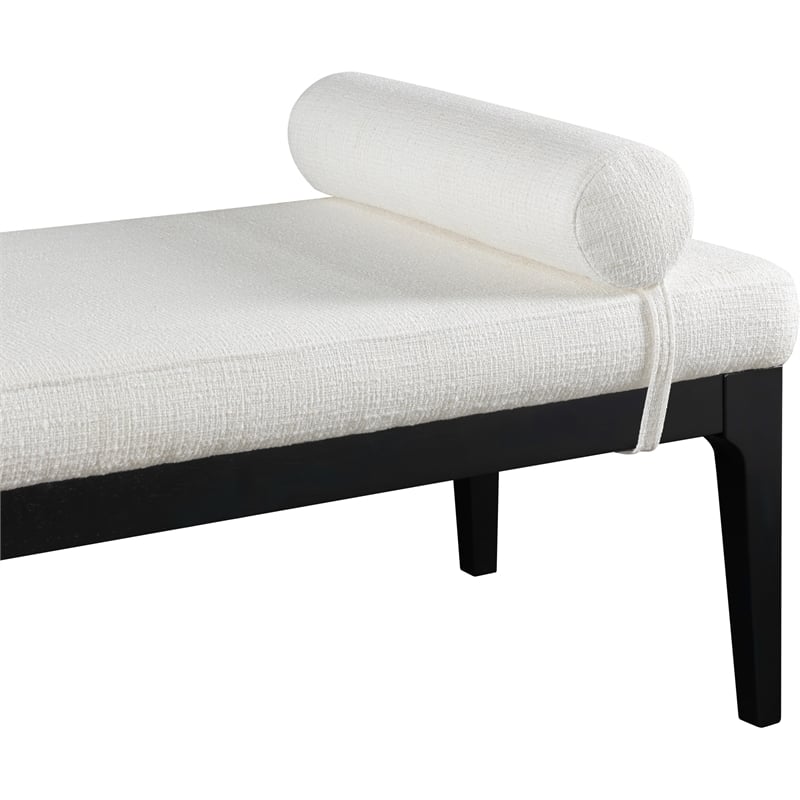 Meridian Furniture Priscilla Cream Linen Textured Fabric Bench