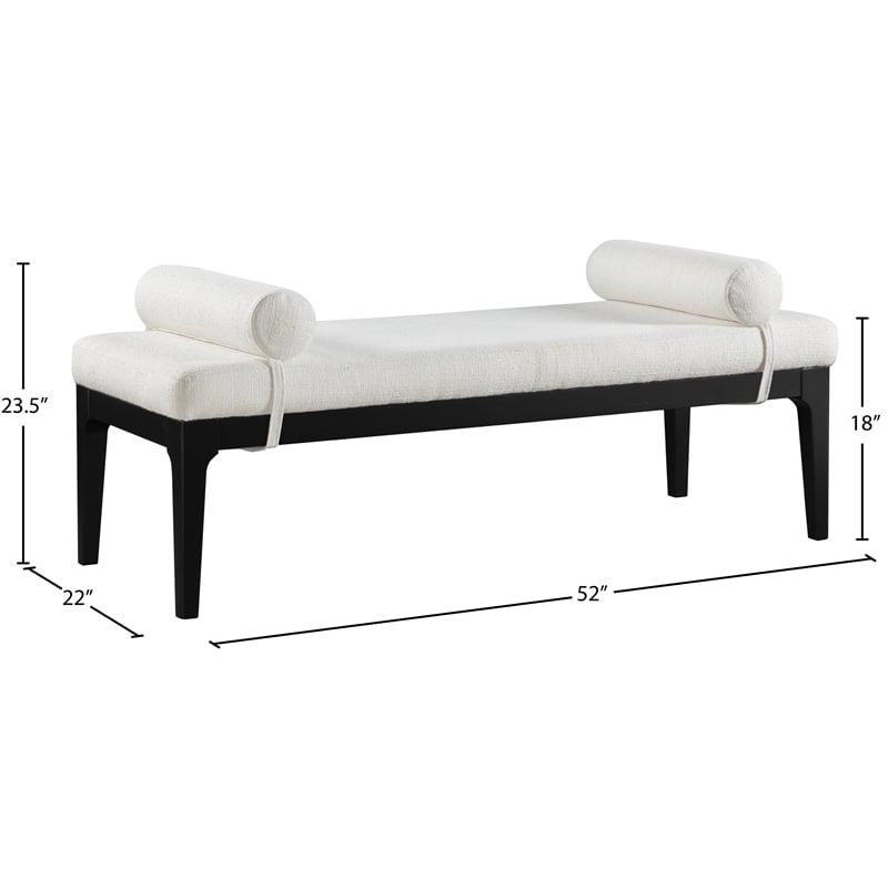 Meridian Furniture Priscilla Cream Linen Textured Fabric Bench