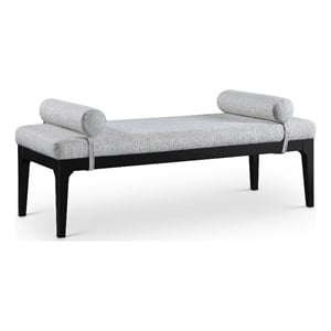 Meridian Furniture Priscilla Grey Linen Textured Fabric Bench