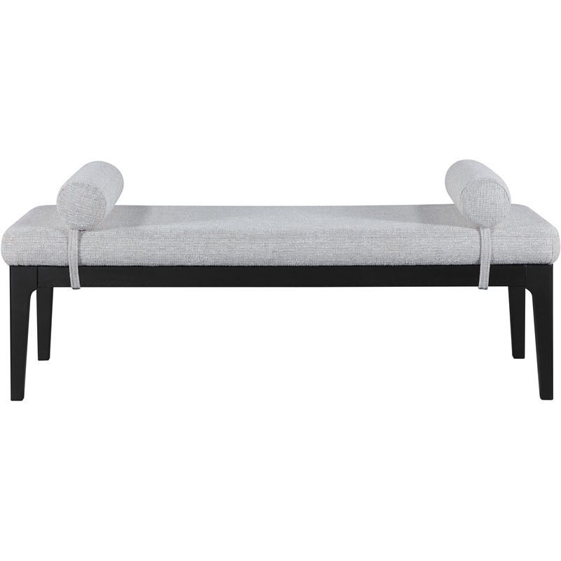 Meridian Furniture Priscilla Grey Linen Textured Fabric Bench