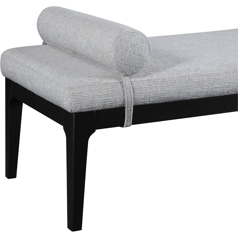 Meridian Furniture Priscilla Grey Linen Textured Fabric Bench