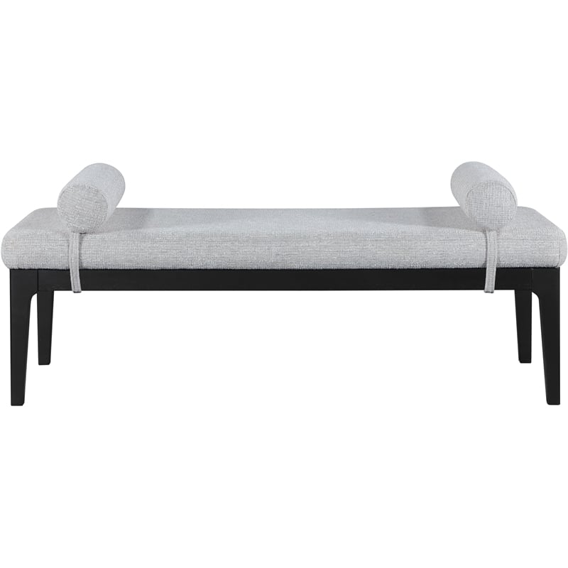 Meridian Furniture Priscilla Grey Linen Textured Fabric Bench