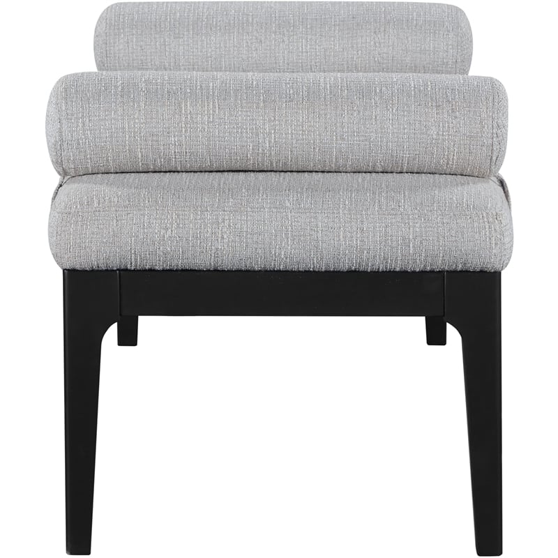 Meridian Furniture Priscilla Grey Linen Textured Fabric Bench