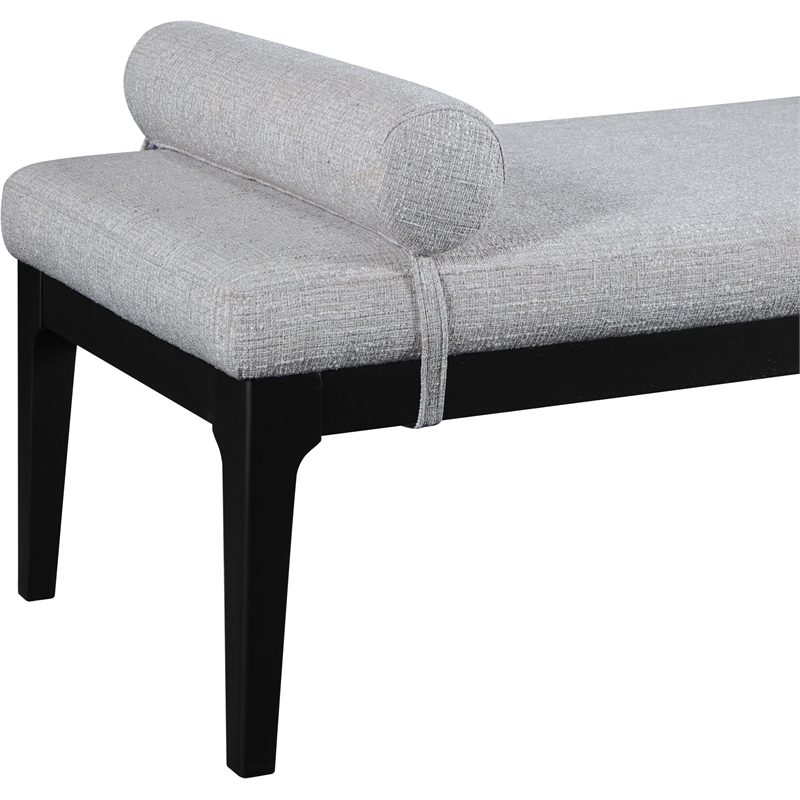 Meridian Furniture Priscilla Grey Linen Textured Fabric Bench