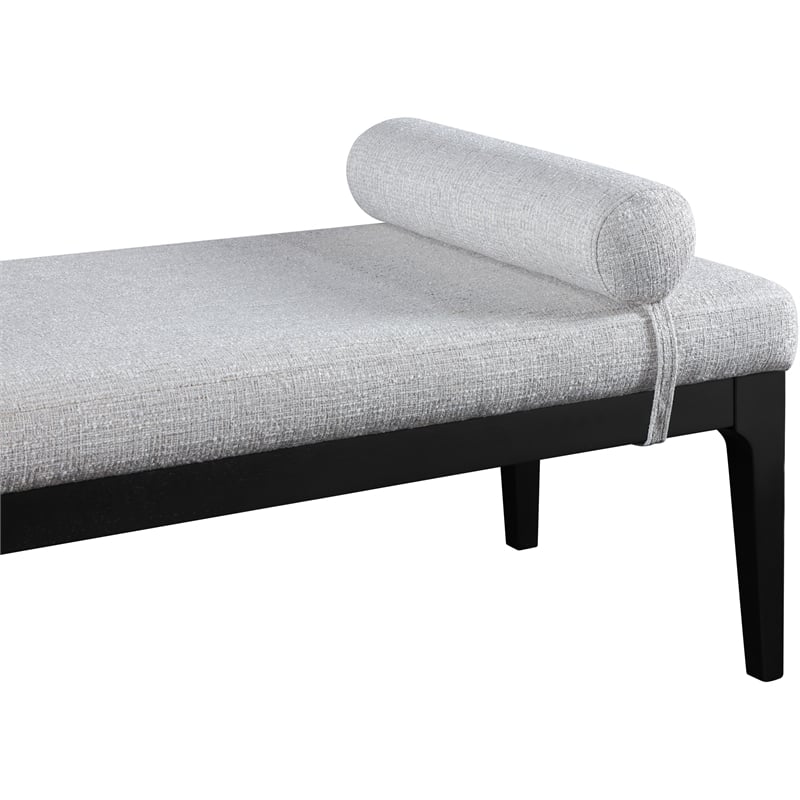 Meridian Furniture Priscilla Grey Linen Textured Fabric Bench