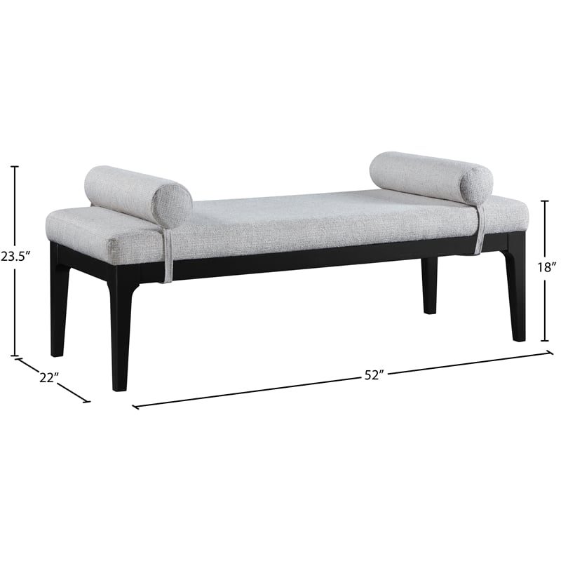 Meridian Furniture Priscilla Grey Linen Textured Fabric Bench