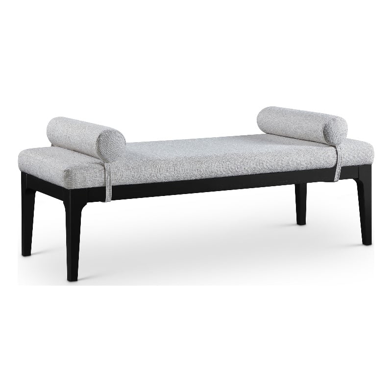 Meridian Furniture Priscilla Grey Linen Textured Fabric Bench