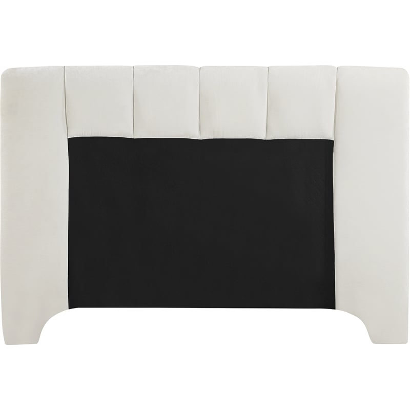Meridian Furniture Camila Cream Chenille Fabric Queen Bed