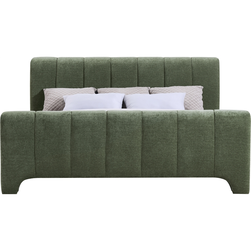 Meridian Furniture Camila Green Chenille Fabric King Bed