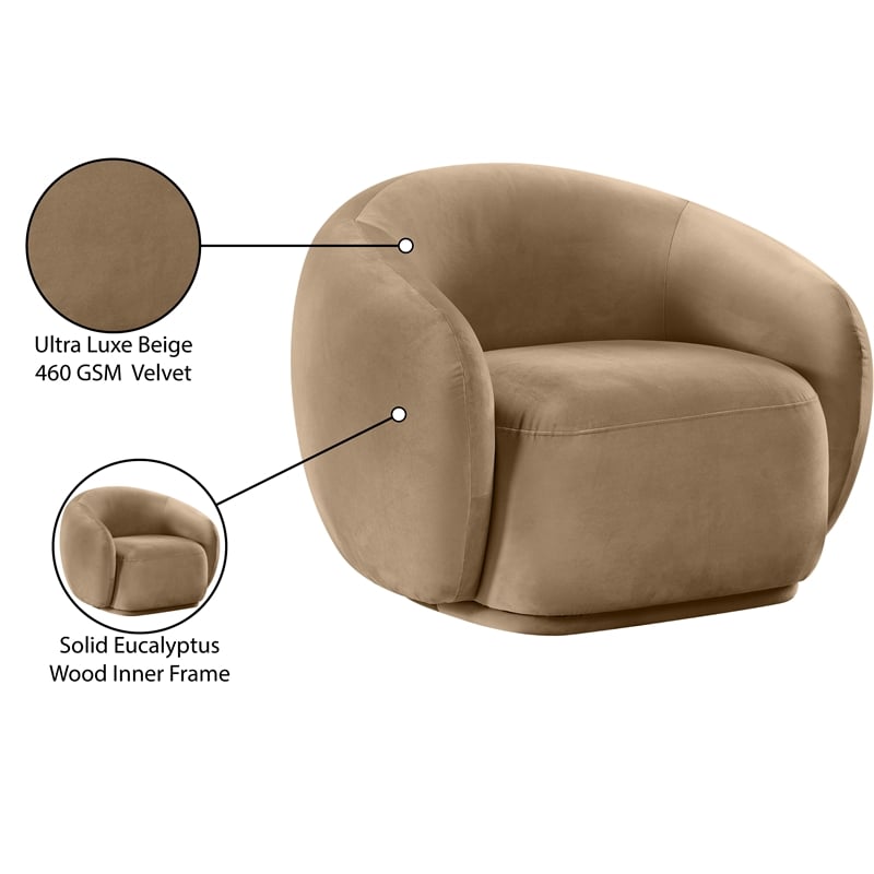 Meridian Furniture Emery Beige Velvet Chair