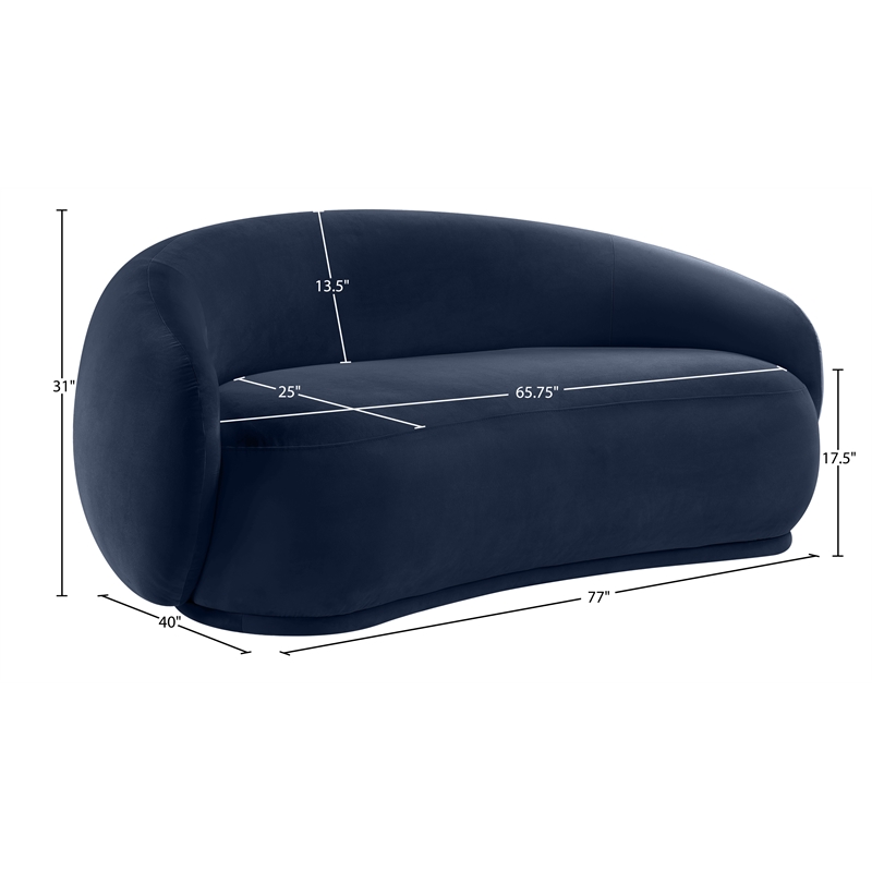 Meridian Furniture Emery Navy Velvet Loveseat