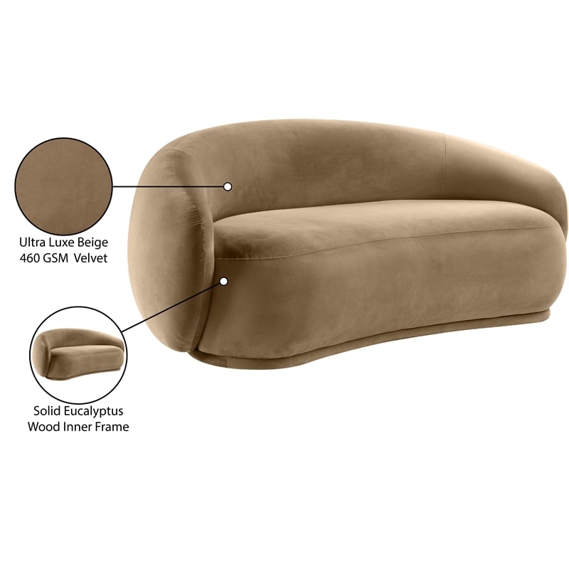 Meridian Furniture Emery Beige Velvet Loveseat