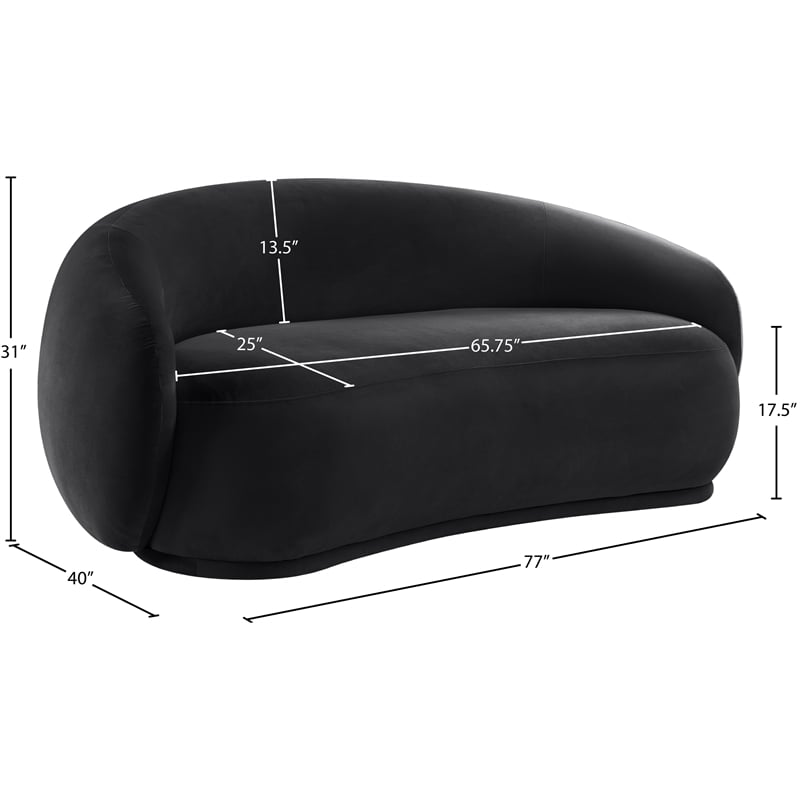 Meridian Furniture Emery Black Velvet Loveseat
