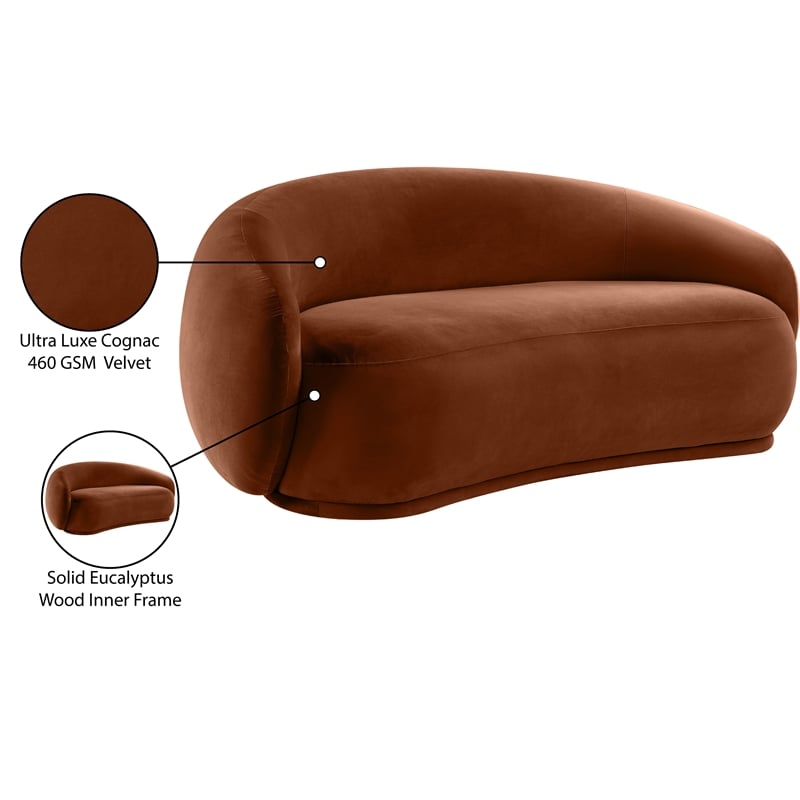 Meridian Furniture Emery Cognac Velvet Loveseat