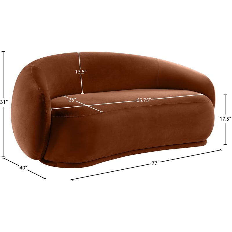 Meridian Furniture Emery Cognac Velvet Loveseat