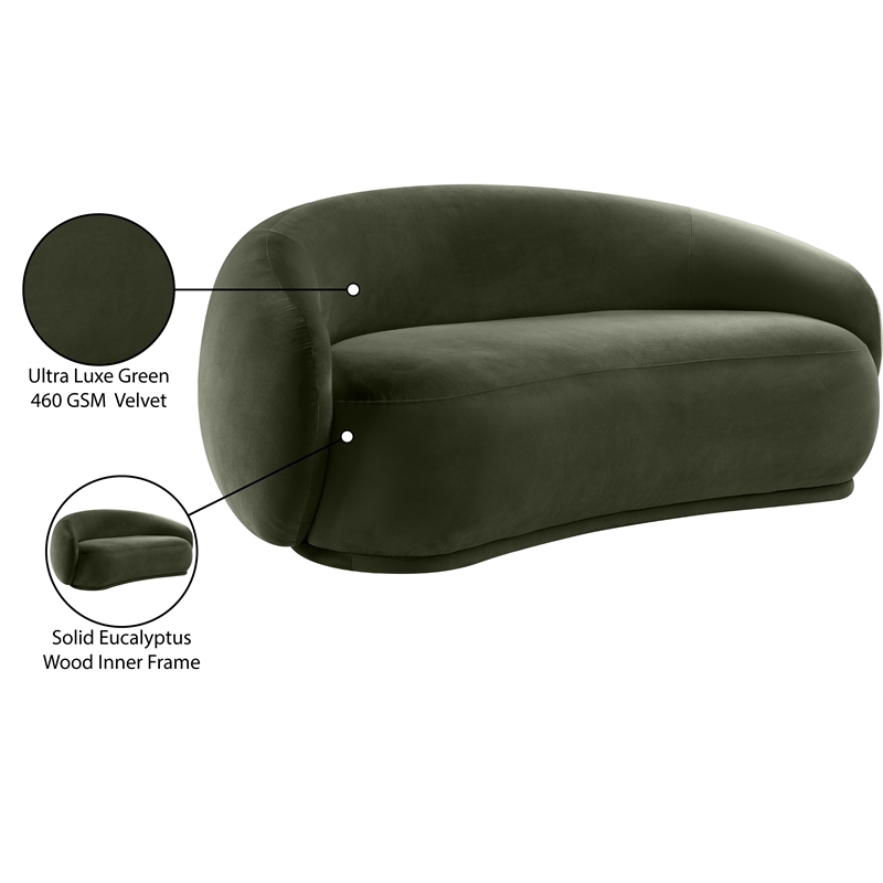 Meridian Furniture Emery Green Velvet Loveseat