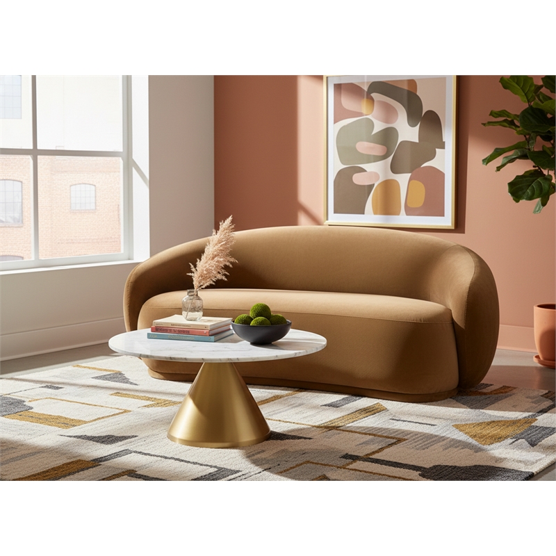 Meridian Furniture Emery Saddle Velvet Loveseat
