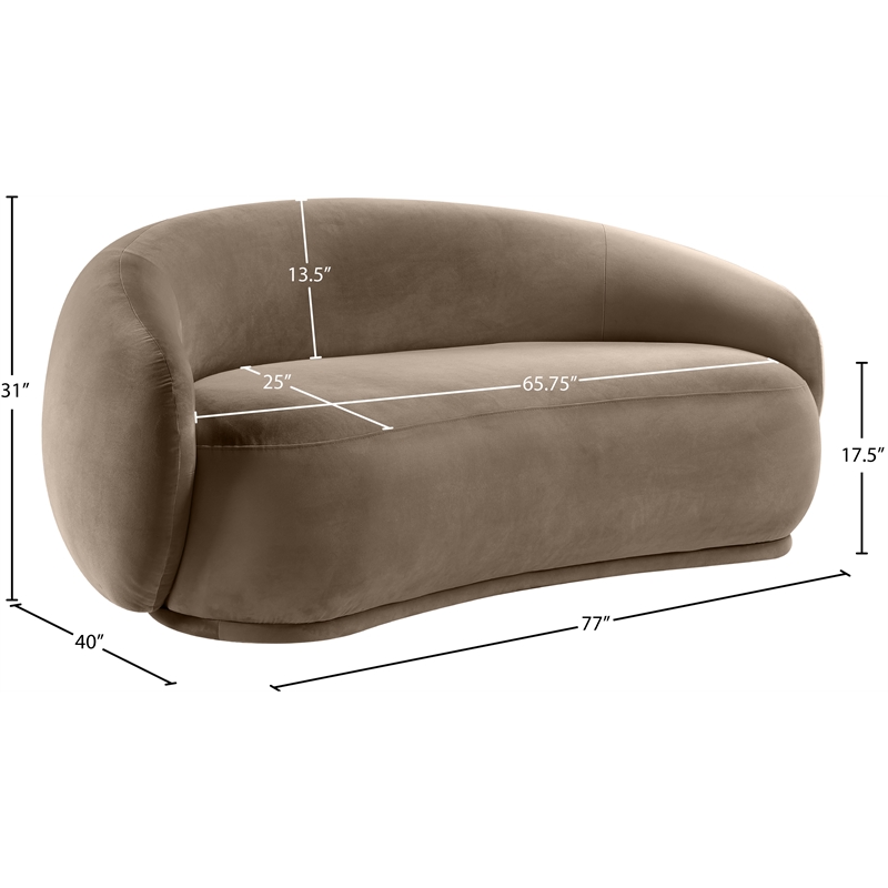 Meridian Furniture Emery Taupe Velvet Loveseat