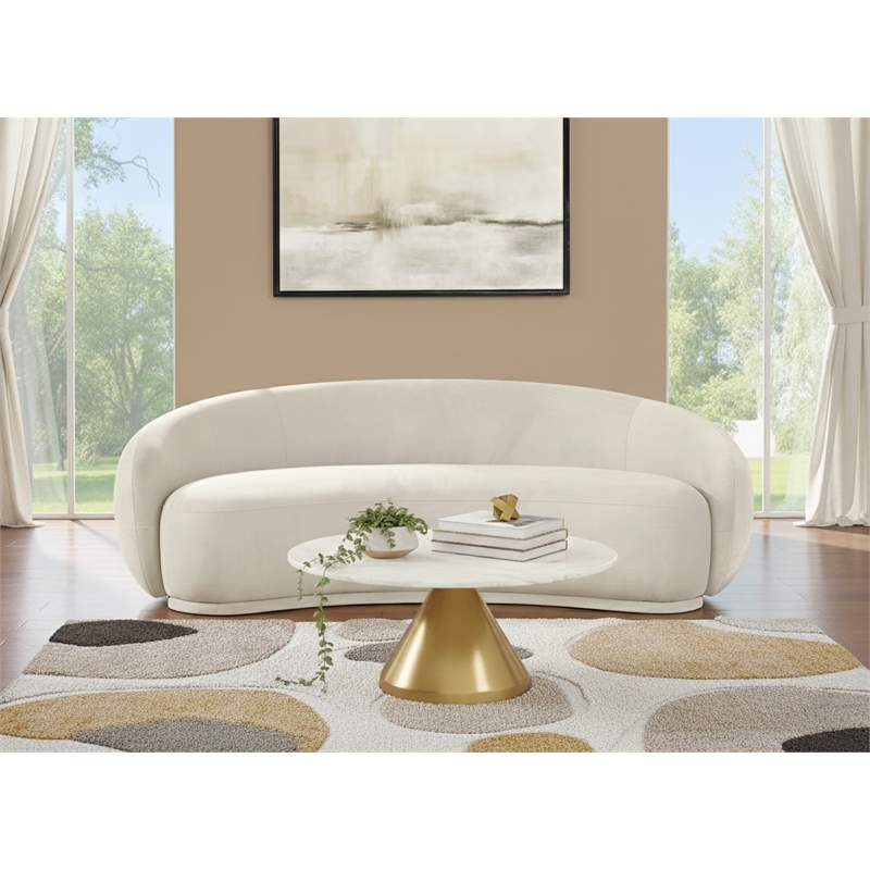Meridian Furniture Emery Cream Velvet Sofa