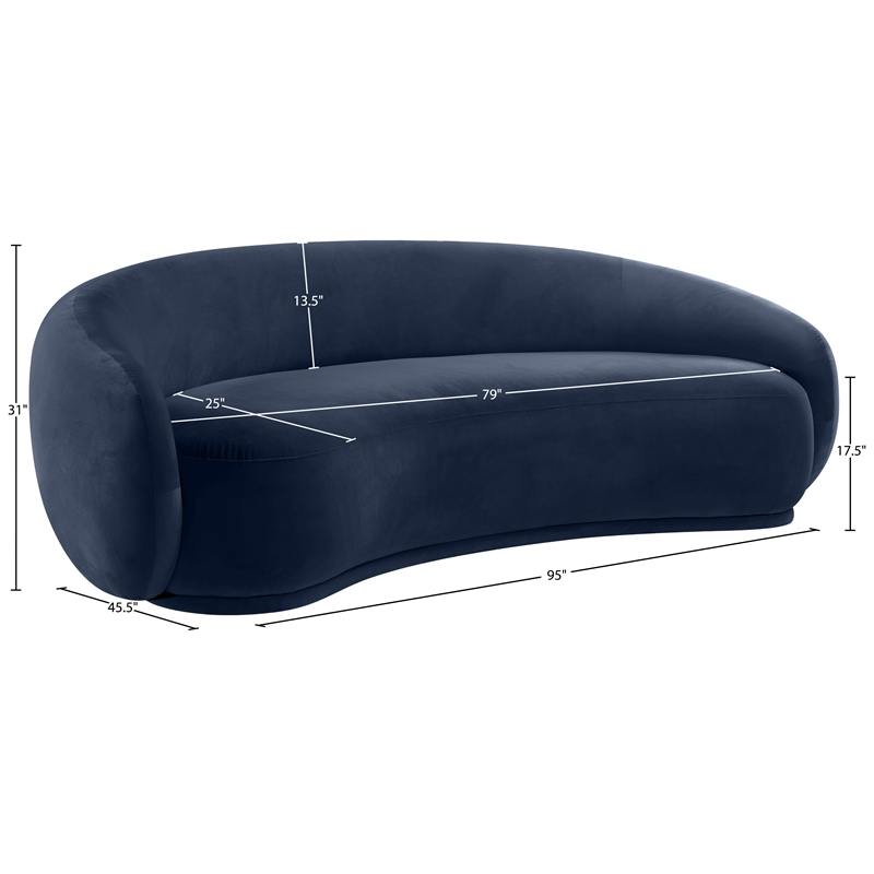 Meridian Furniture Emery Navy Velvet Sofa