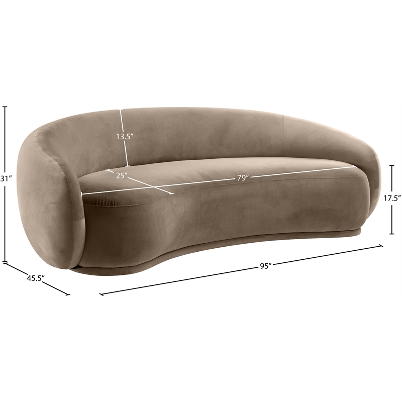 Meridian Furniture Emery Taupe Velvet Sofa