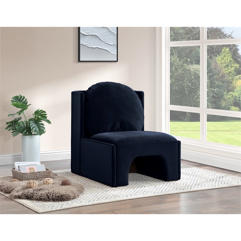 meridian furniture sigma navy velvet accent chair