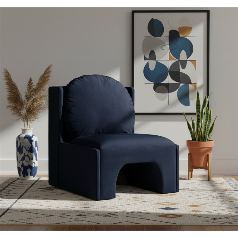 meridian furniture sigma navy velvet accent chair
