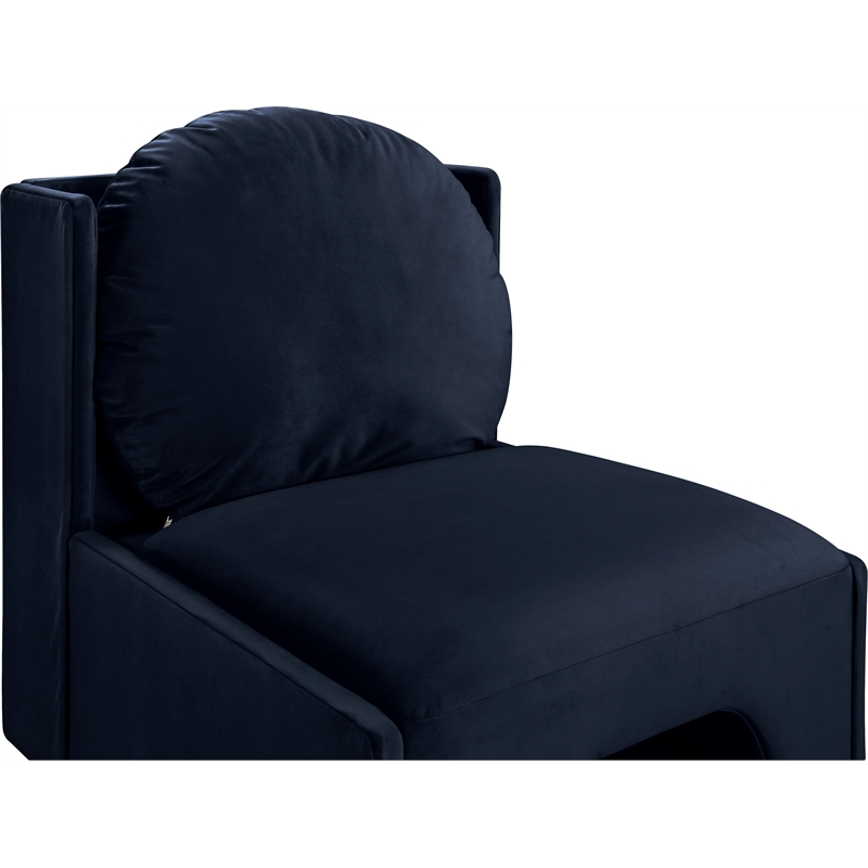meridian furniture sigma navy velvet accent chair