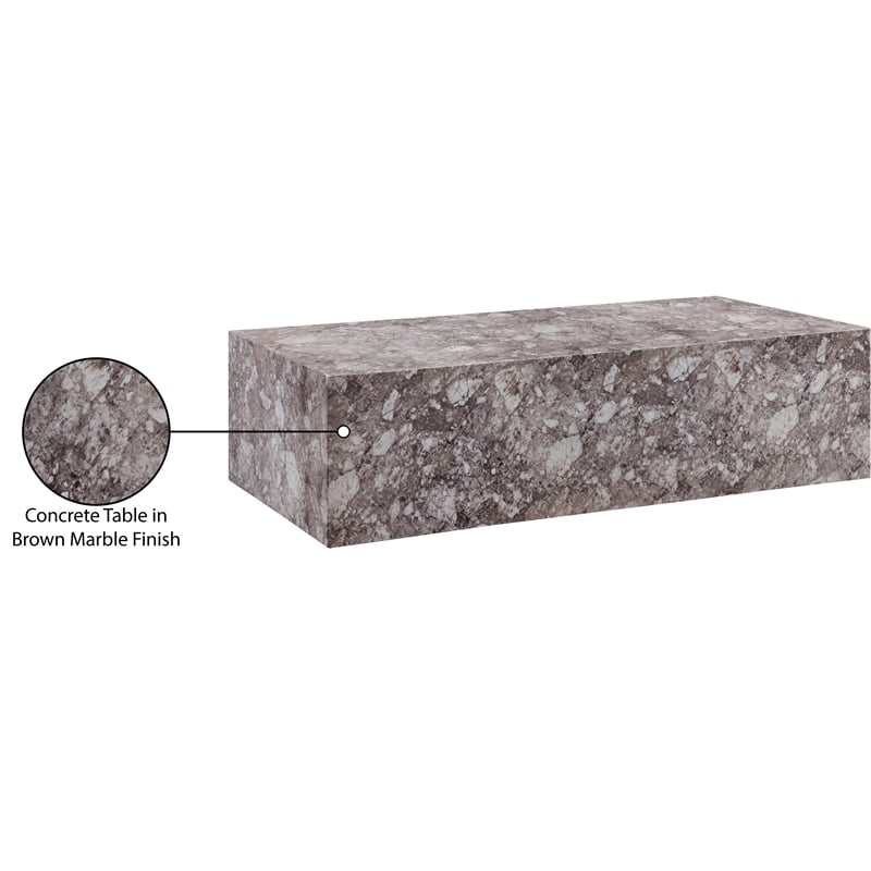 Meridian Furniture Piazza Brown Concrete Indoor/Outdoor Coffee Table